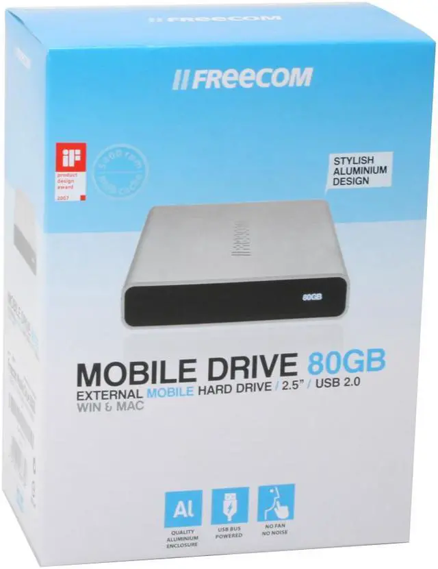 Alt view image 6 of 6 - FREECOM Mobile Drive 80GB USB 2.0 2.5" External Hard Drive 28675