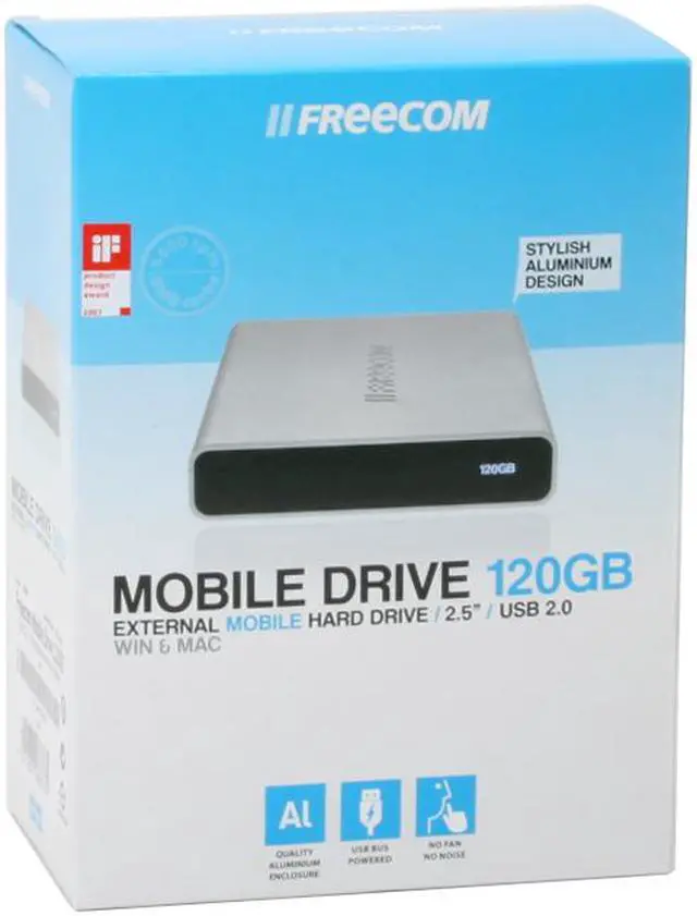 Alt view image 6 of 6 - FREECOM Mobile Drive 120GB USB 2.0 2.5" External Hard Drive 28676