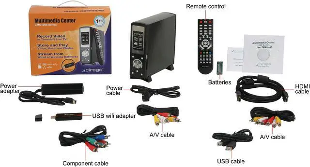 Alt view image 6 of 6 - cirago 1TB USB 2.0 / Ethernet / WiFi USB Dongle 3.5" Media Center USB/Ethernet/AV CMC1100
