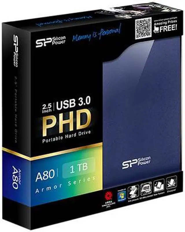 Alt view image 5 of 6 - Silicon Power 1TB Armor A80 Portable Hard Drive USB 3.0 Model SP010TBPHDA80S3B Blue