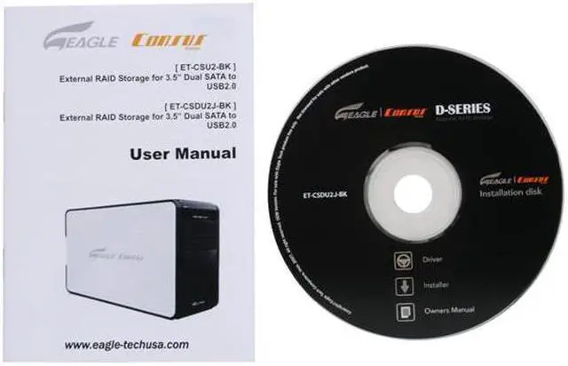 Alt view image 7 of 8 - Eagle Tech 1TB USB 2.0 3.5" 2-BAY RAID 0 & JBOD External Hard Drive ET-CS1000DU2-BK