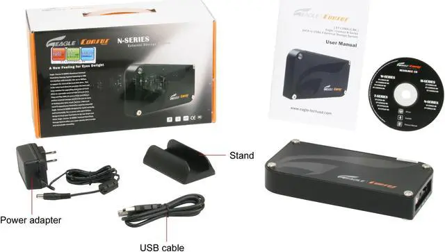 Alt view image 7 of 7 - Eagle Tech 250GB USB 2.0 3.5" External Hard Drive ET-CS250NSU2-BK Black