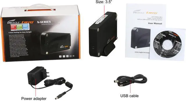 Alt view image 5 of 5 - Eagle Tech 320GB USB 2.0 3.5" External Hard Drive ET-CS320NSU2-BK Black