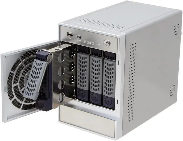 Alt view image 7 of 10 - Infrant ReadyNAS NV RNV2-S2-0000, no pre-installed HDD with 4 empty disk trays, support X-RAID and RAID 0/1/5, 256MB memory, Silver, SFF desktop
