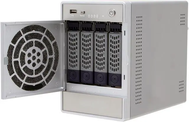 Alt view image 4 of 10 - Infrant ReadyNAS NV RNV2-S2-0000, no pre-installed HDD with 4 empty disk trays, support X-RAID and RAID 0/1/5, 256MB memory, Silver, SFF desktop
