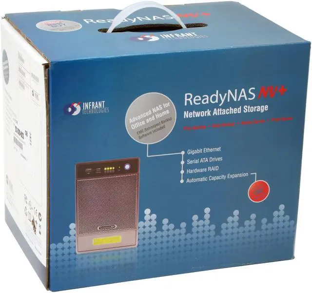 Alt view image 10 of 10 - Infrant ReadyNAS NV RNV2-S2-0000, no pre-installed HDD with 4 empty disk trays, support X-RAID and RAID 0/1/5, 256MB memory, Silver, SFF desktop