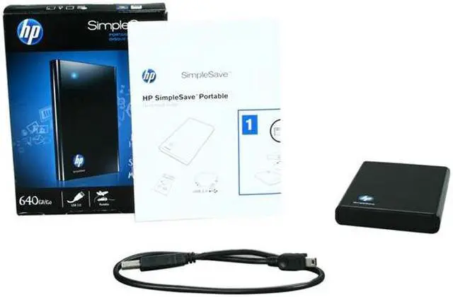 Alt view image 5 of 5 - HP SimpleSave 640GB USB 2.0 2.5" Portable Hard Drive HPBAAC6400ABK-NHSN Glossy Black