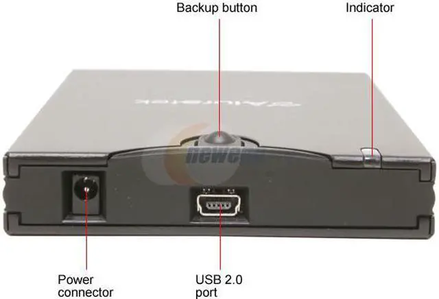 Alt view image 3 of 6 - Aluratek Tornado 120GB USB 2.0 2.5" External Hard Drive With Push Button Auto Backup AHDUB250120