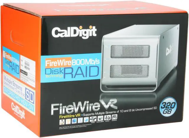 Alt view image 12 of 12 - CalDigit 320GB 7200 RPM 3.5" USB 2.0 / Firewire400 / Firewire800 External Hard Drive Model Fire wire VR 320