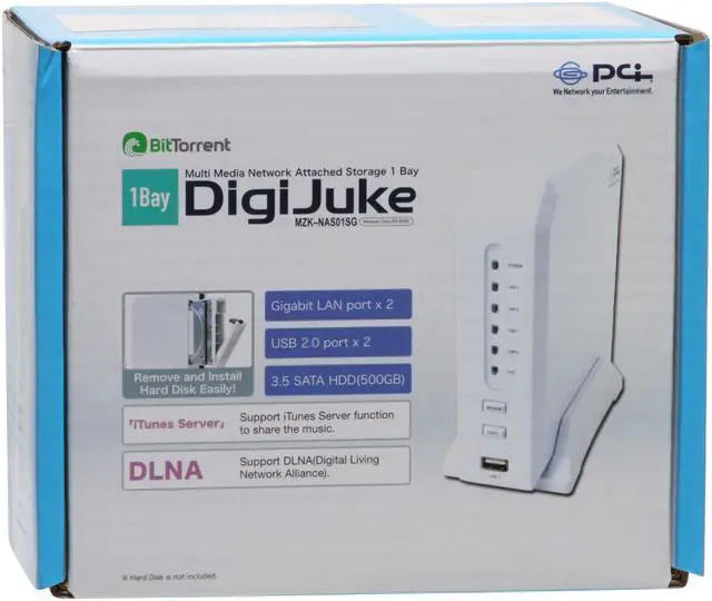 Alt view image 8 of 8 - Planex MZK-NAS01SG Diskless System 1 Bay SATA Multi-Media Sharing Storage Server