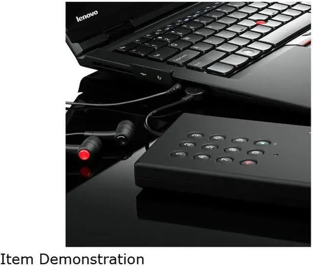 Alt view image 3 of 3 - Lenovo 500GB ThinkPad Portable Secure External Hard Drive USB 3.0 Model 0A65619 Black