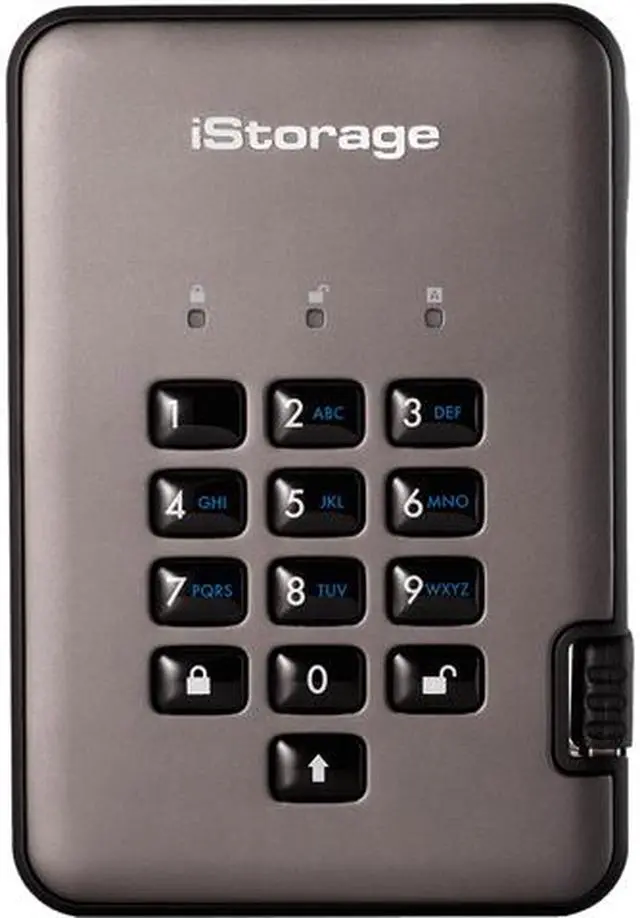 Main image of iStorage diskAshur PRO2 HDD 1TB Secure portable hard drive FIPS Level 2 certified - password protected, dust and water resistant, military grade hardware encryption.IS-DAP2-256-1000-C-G