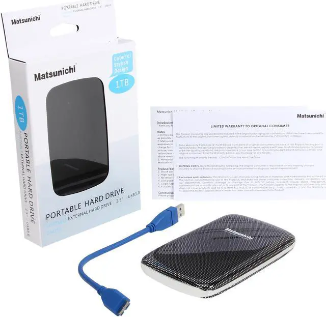 Alt view image 7 of 7 - Matsunichi 1TB Portable External Hard Drive USB 3.0 Model DM256-BK-1TB Black