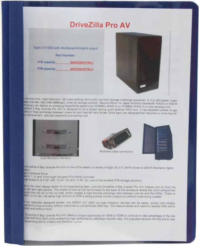 Alt view image 12 of 14 - Beyond Micro DriveZilla Pro AV 6TB Multi-lane SATA 3.5" External Hard Drive w/RAID Controller BMDZ8B6T2XMLC