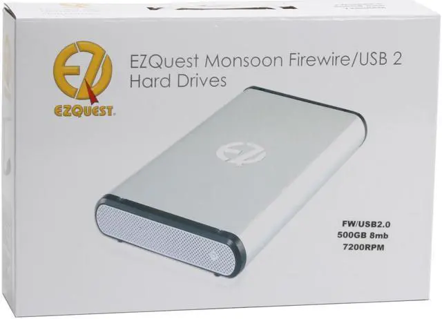 Alt view image 6 of 6 - EZQUEST Monsoon 500GB 7200 RPM 3.5" USB 2.0 / Firewire400 External Hard Drive Model B50465