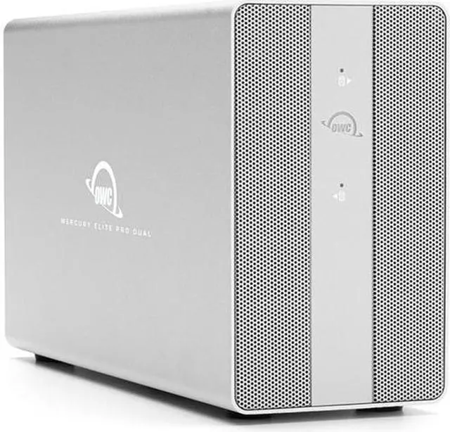 Main image of OWC 24TB USB 3.2 3.5" Dual-Drive RAID USB 3.2 (10Gb/s) External Storage Solution OWCMEDCH7T24 Silver