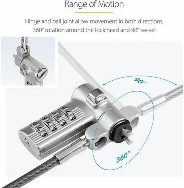 Alt view image 10 of 15 - StarTech.com 25-Pack Universal Laptop Lock 6.6ft, Serialized Combo Security Cable For Notebook, Compatible w/Noble Wedge®/Nano/K-Slot