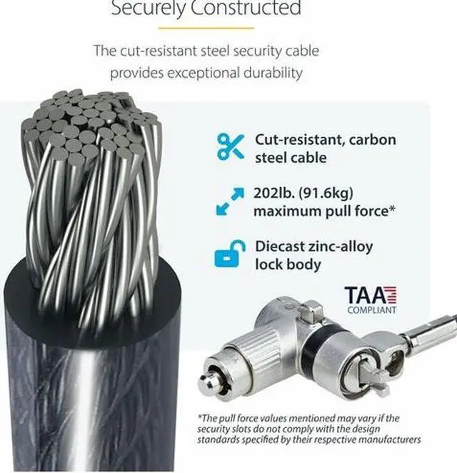 Alt view image 13 of 15 - StarTech.com 25-Pack Universal Laptop Lock 6.6ft, Serialized Combo Security Cable For Notebook, Compatible w/Noble Wedge®/Nano/K-Slot