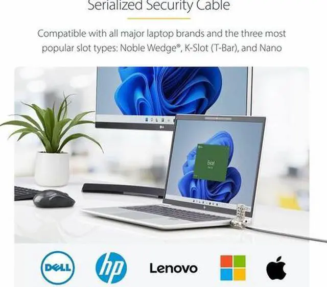 Alt view image 15 of 15 - StarTech.com 25-Pack Universal Laptop Lock 6.6ft, Serialized Combo Security Cable For Notebook, Compatible w/Noble Wedge®/Nano/K-Slot