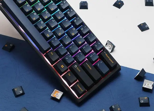 Alt view image 3 of 6 - Ducky ONE 3 Pro Nazca Line Hot-Swappable RGB Mechanical Keyboard, 8K Polling Rate, Cherry MX2A Silver, Dual Layer PCB, Triple-Shot PBT Keycaps, Detachable USB-C cable, Mini Layout (61 keys), Black