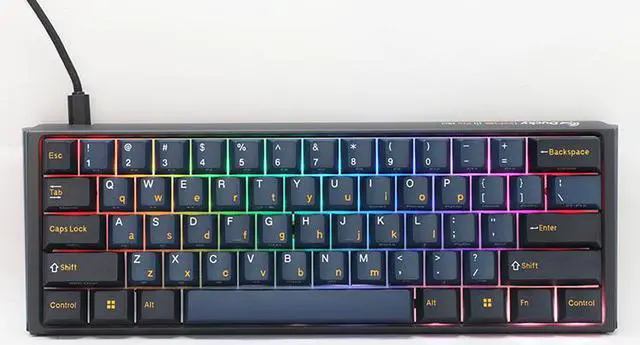 Main image of Ducky ONE 3 Pro Nazca Line Hot-Swappable RGB Mechanical Keyboard, 8K Polling Rate, Cherry MX2A Silver, Dual Layer PCB, Triple-Shot PBT Keycaps, Detachable USB-C cable, Mini Layout (61 keys), Black