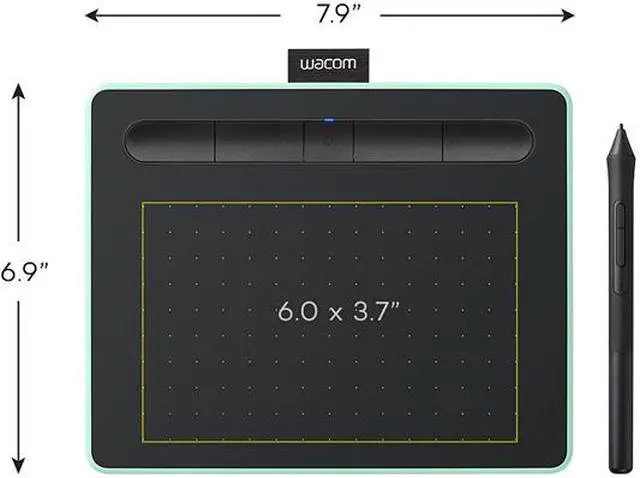 Alt view image 4 of 12 - Wacom Intuos Wireless Graphics Drawing Tablet with 3 Bonus Software Included, 7.9" X 6.3", Black with Pistachio Accent (CTL4100WLE0)