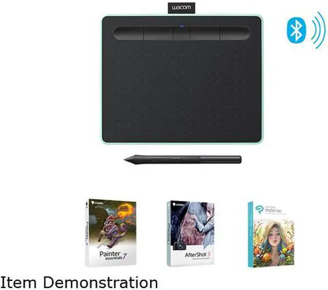 Alt view image 5 of 12 - Wacom Intuos Wireless Graphics Drawing Tablet with 3 Bonus Software Included, 7.9" X 6.3", Black with Pistachio Accent (CTL4100WLE0)