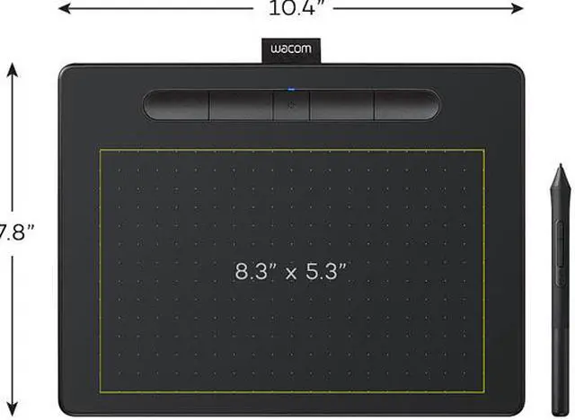 Alt view image 3 of 7 - Wacom Intuos Medium Bluetooth Graphics Drawing Tablet, Portable for Teachers, Students and Creators, 4 Customizable ExpressKeys, Compatible with Chromebook Mac OS Android and Windows - Black