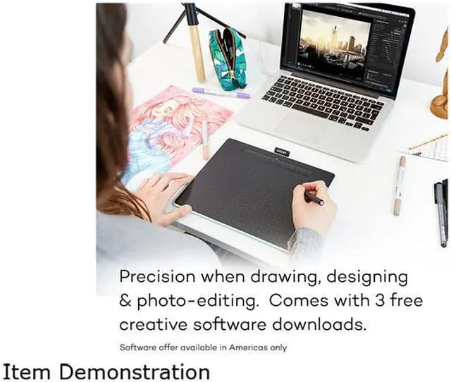 Alt view image 5 of 7 - Wacom Intuos Medium Bluetooth Graphics Drawing Tablet, Portable for Teachers, Students and Creators, 4 Customizable ExpressKeys, Compatible with Chromebook Mac OS Android and Windows - Black