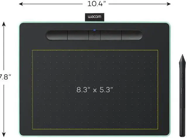 Alt view image 4 of 8 - Wacom Intuos Wireless Graphics Drawing Tablet for Mac, PC, Chromebook & Android (Medium) with Software Included - Black with Pistachio Accent (CTL6100WLE0)