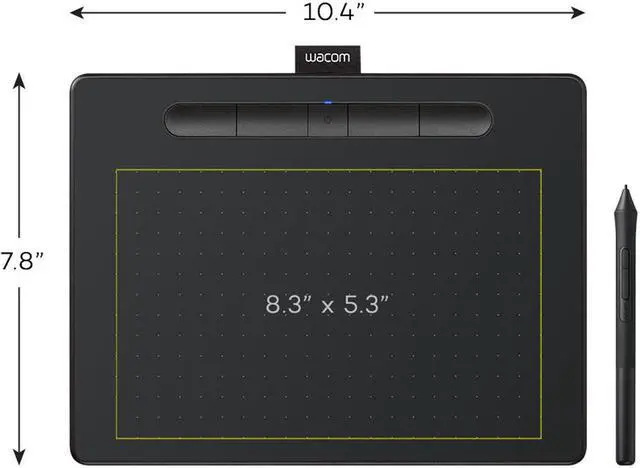 Alt view image 2 of 3 - Wacom Intuos Medium Bluetooth Graphics Drawing Tablet, Portable for Teachers, Students and Creators, 4 Customizable ExpressKeys, Compatible with Chromebook Mac OS Android and Windows - Black