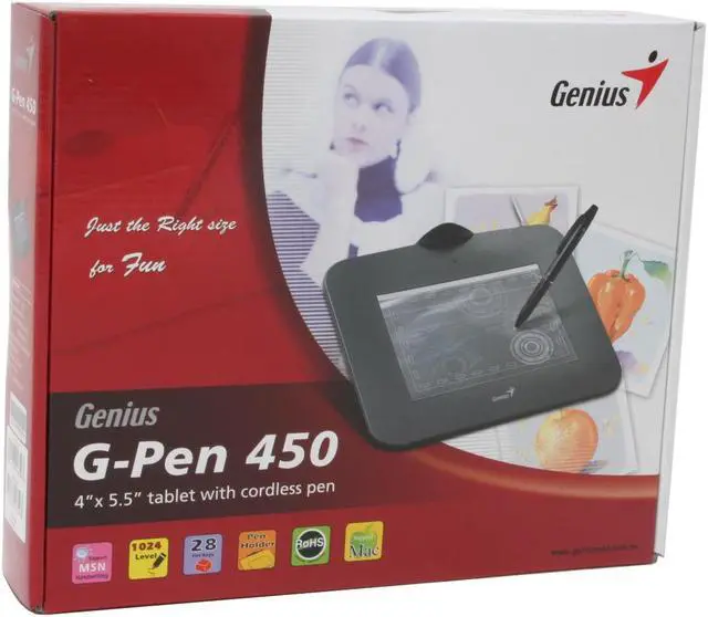 Alt view image 5 of 5 - Genius G-Pen 450 Tablet with Cordless Pen, 1024 Pressure Level Supports MSN Handwritting