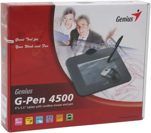 Alt view image 4 of 4 - Genius G-PEN 4500 4" x 5.5" Active Area USB Tablet with Cordless Mouse and Pen