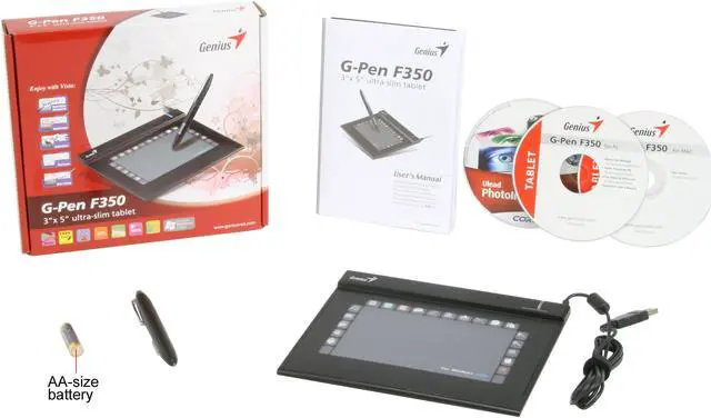 Alt view image 9 of 9 - Genius G-Pen F350 5" x 3" Active Area USB Ultra Slim Tablet with Pen