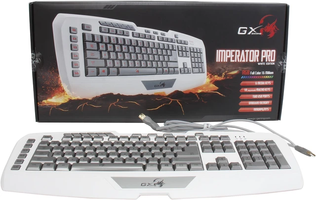 Alt view image 4 of 4 - Genius 31310062101 Imperator Pro White Edition Keyboard