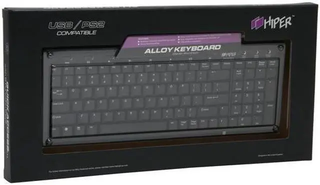 Alt view image 4 of 4 - HIPER HCK-1K18A-XX Black 103 Normal Keys 8 Function Keys USB or PS/2 Slim Alloy Keyboard