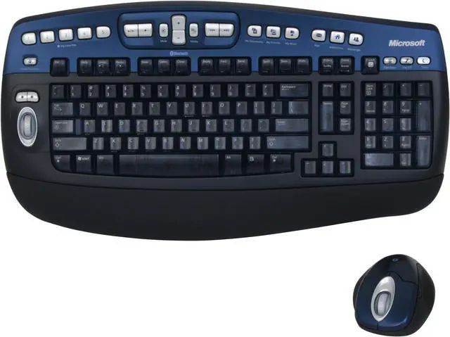 Alt view image 2 of 16 - Microsoft Optical Desktop Elite for Bluetooth M54-00013 Black/Blue 102 Normal Keys 25 Function keys + Tilt Wheel Function Keys Bluetooth Wireless Standard Keyboard and Mouse - OEM