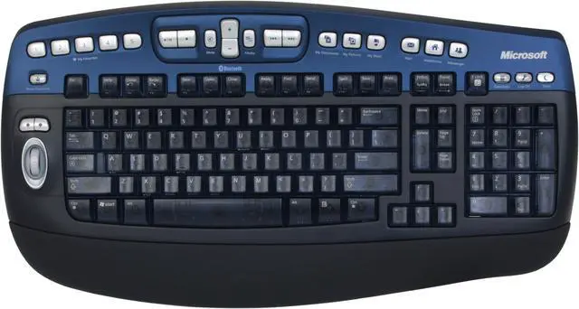 Alt view image 3 of 16 - Microsoft Optical Desktop Elite for Bluetooth M54-00013 Black/Blue 102 Normal Keys 25 Function keys + Tilt Wheel Function Keys Bluetooth Wireless Standard Keyboard and Mouse - OEM