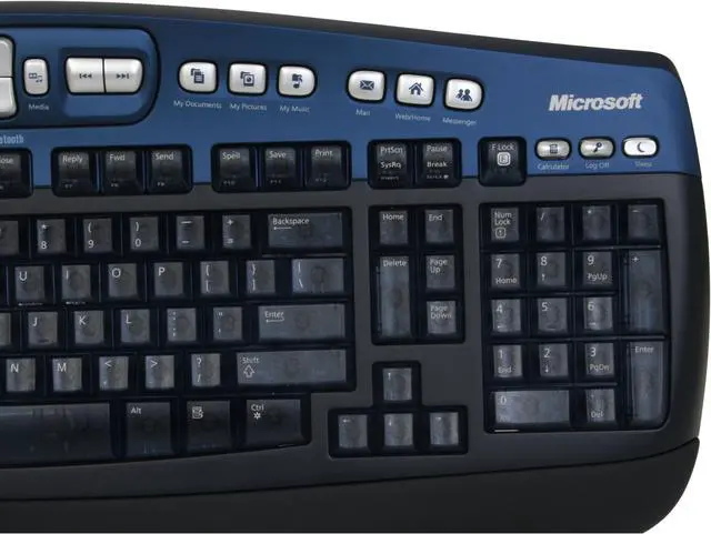Alt view image 6 of 16 - Microsoft Optical Desktop Elite for Bluetooth M54-00013 Black/Blue 102 Normal Keys 25 Function keys + Tilt Wheel Function Keys Bluetooth Wireless Standard Keyboard and Mouse - OEM