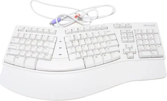 Alt view image 2 of 4 - Microsoft A13-00002S White 104 Normal Keys USB or PS/2 Ergonomic Natural Keyboard Elite - OEM