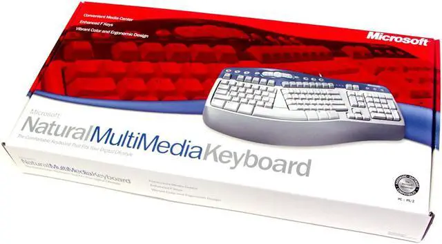 Alt view image 3 of 3 - Microsoft NATURAL MULTIMEDIA K50-00001 2-Tone 102 Normal Keys 17 Function Keys Function Keys PS/2 Wired Ergonomic Keyboard