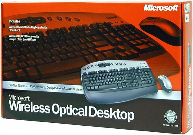 Alt view image 3 of 3 - Microsoft Wireless Basic Optical Desktop K51-00024 2-Tone 102 Normal Keys 17 Function Keys RF Wireless Ergonomic Keyboard