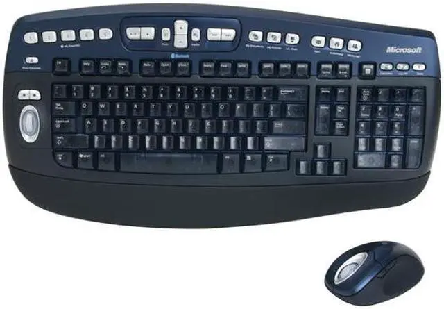 Alt view image 2 of 15 - Microsoft M54-00013 Black/Blue 102 Normal Keys 25 Function keys + Tilt Wheel Function Keys USB Bluetooth Wireless Standard Optical Desktop Elite for Bluetooth Mouse Included