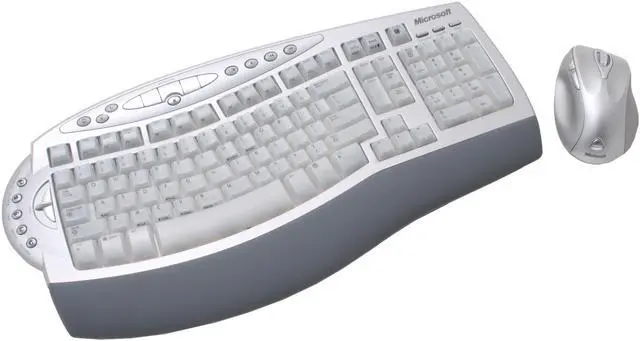 Main image of Microsoft B7T-00001 Silver/White 102 Normal Keys 21 Function Keys PS/2 RF Wireless Ergonomics Laser Desktop 6000 Mouse Included
