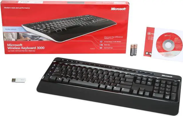 Alt view image 4 of 4 - Microsoft YMC-00001 Black USB 2.4 GHz Wireless Standard Keyboard 3000