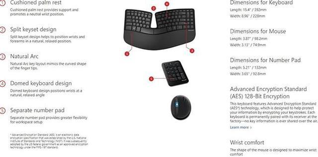 Alt view image 12 of 12 - Microsoft Sculpt Ergonomic Wireless Desktop Keyboard and Mouse - L5V-00001, Black