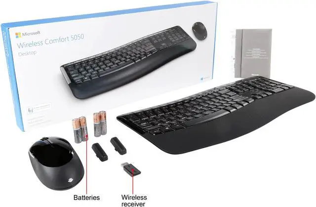 Alt view image 8 of 8 - Microsoft Wireless Comfort Desktop 5050 - Black. Wireless, Ergonomic Keyboard and Mouse Combo. Built-in Palm Rest and Comfort Curve Design. Customizable Windows Shortcut Keys