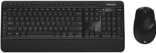 Alt view image 2 of 4 - Microsoft Wireless Desktop 3050 with AES - Black. Wireless Keyboard and Mouse Combo, Built-in Palm Rest, Customizable Windows Shortcut Keys