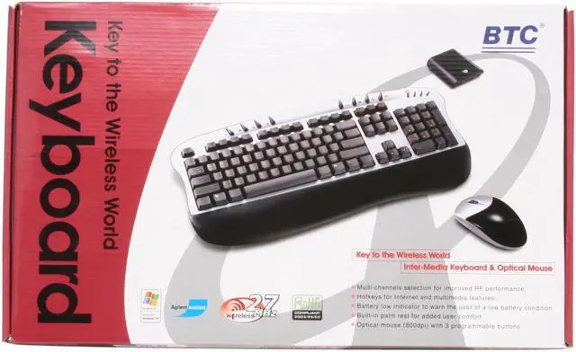 Alt view image 8 of 8 - BTC 5213URF Silver & Black 104 Normal Keys 8 Function Keys RF Wireless Standard Inter-Media Wireless Keyboard & Mouse Kit