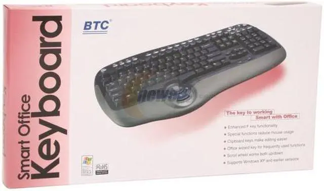 Alt view image 4 of 4 - BTC 8190A Black 104 Normal Keys 32 Function Keys PS/2 Ergonomic Smart Office Keyboard